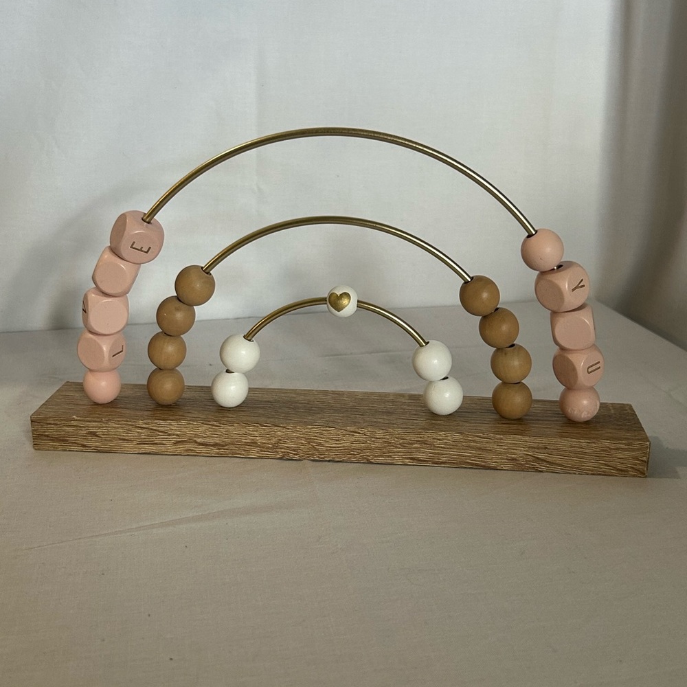 Wooden Bead Abacus with Pink and White Beads